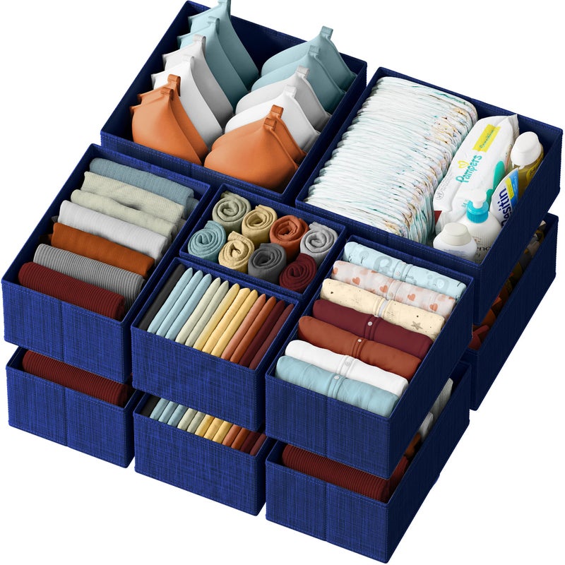 NEATERIZE Drawer Organizer Set of 12 - Navy Dresser Organizer for Nursery, Bedroom & Closet - Image 1